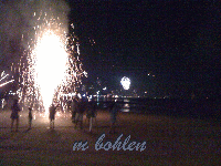 Feuerwerk am Strand von Hua Hin an Silvester